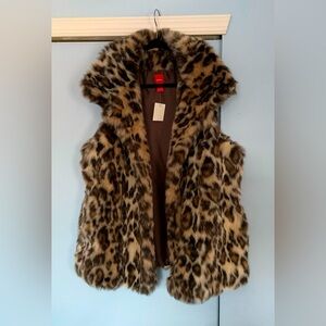 Women’s Faux Leopard Fur Vest by Saks Fifth Ave. size L